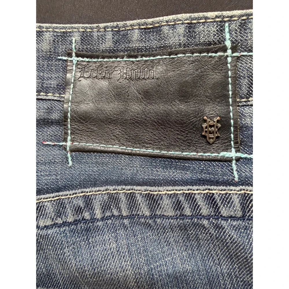 Ecko Unltd Relaxed Straight Leg Jeans Blue Whiskered Denim Sz 38 Y2K Streetwear